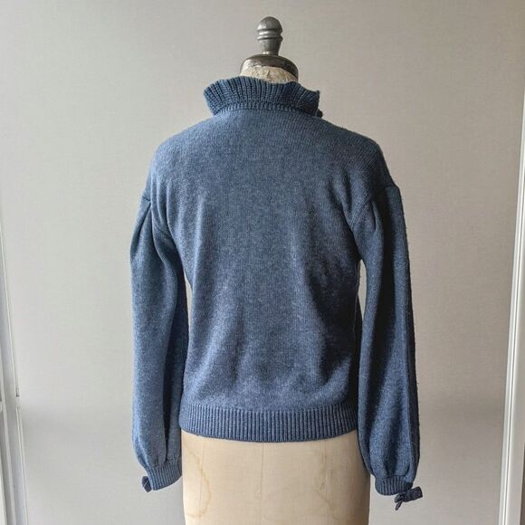 Something Navy - Exquisite Ruffle Neck Knit Sweater - Picture 3 of 4